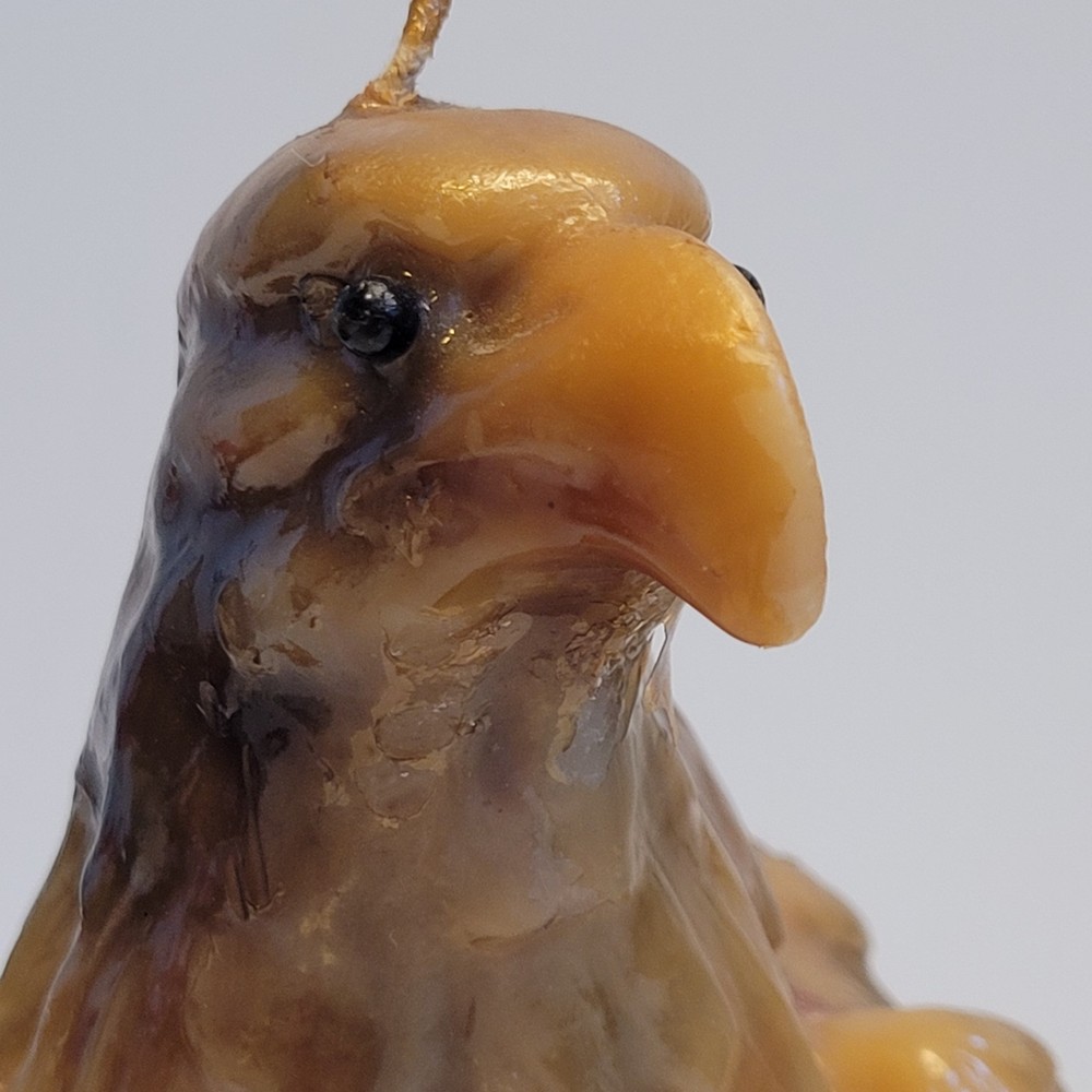 Vintage Solid Wax Bald Eagle Sculpted Candle 7" Tall Never Lit Nice See Descript
