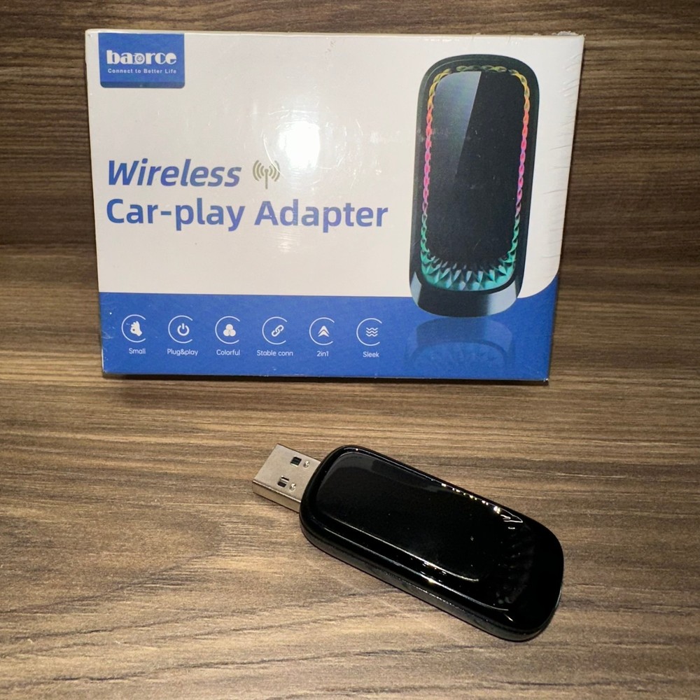 Baorce Wireless CarPlay Adapter | Apple | Android | New | Sealed | RGB LED