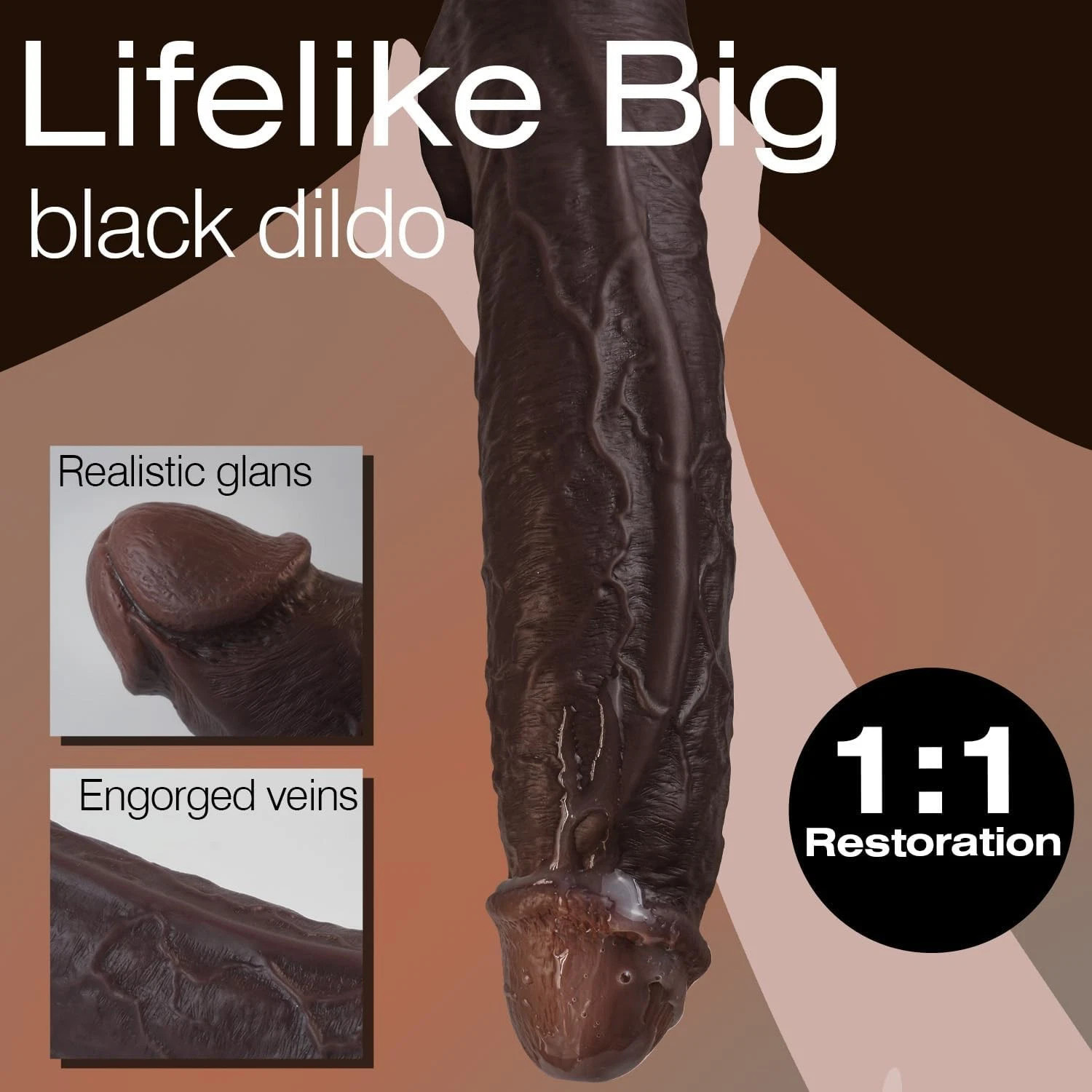 Realistic Dildo Black Skin Like Big Dong Super Huge Thick Penis Sex Toys Woman