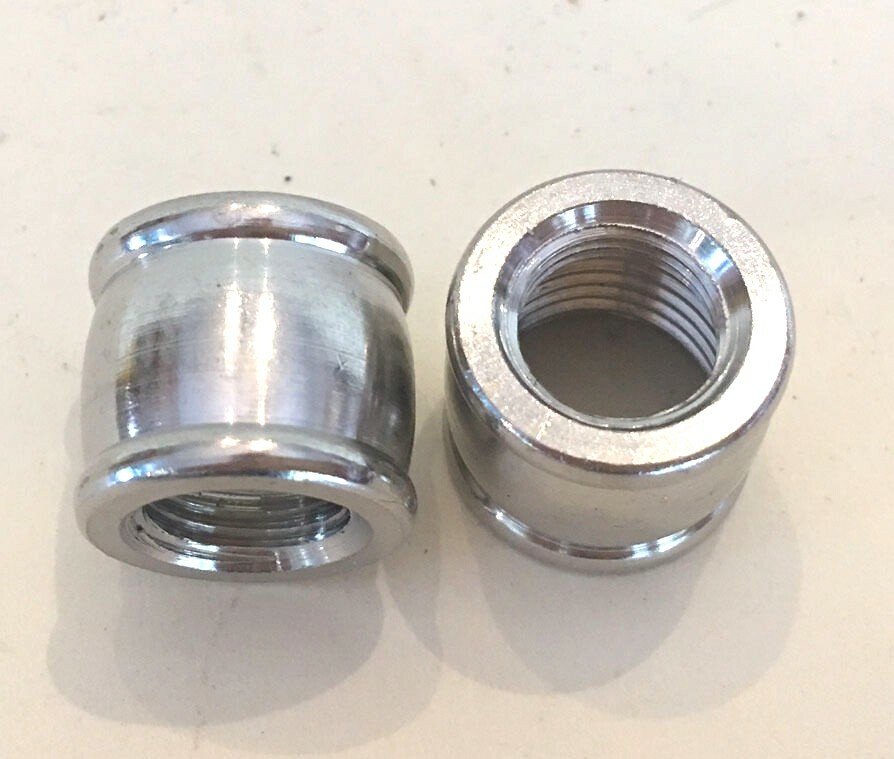 NEW- NICKEL PLATED solid brass coupling thread 1/2" x 3/8" (1/8IPS x 1/4IPS)