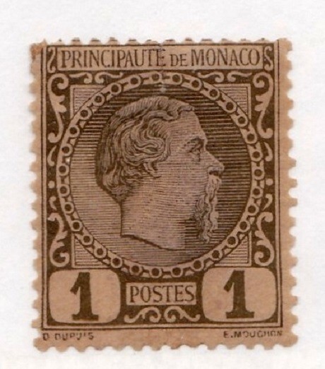 Monaco stamp #1, MH Partial Gum