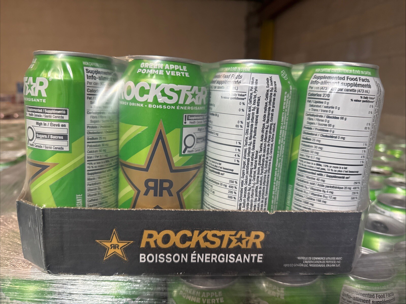 12 Cans of Rockstar Revolt Green Apple Flavored Energy Drink 16oz Collector Item