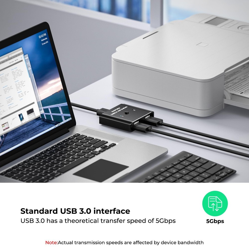 USB 3.0 BiDirectional Switch 2 In 1 Out Switcher 2 Computer Share Printer