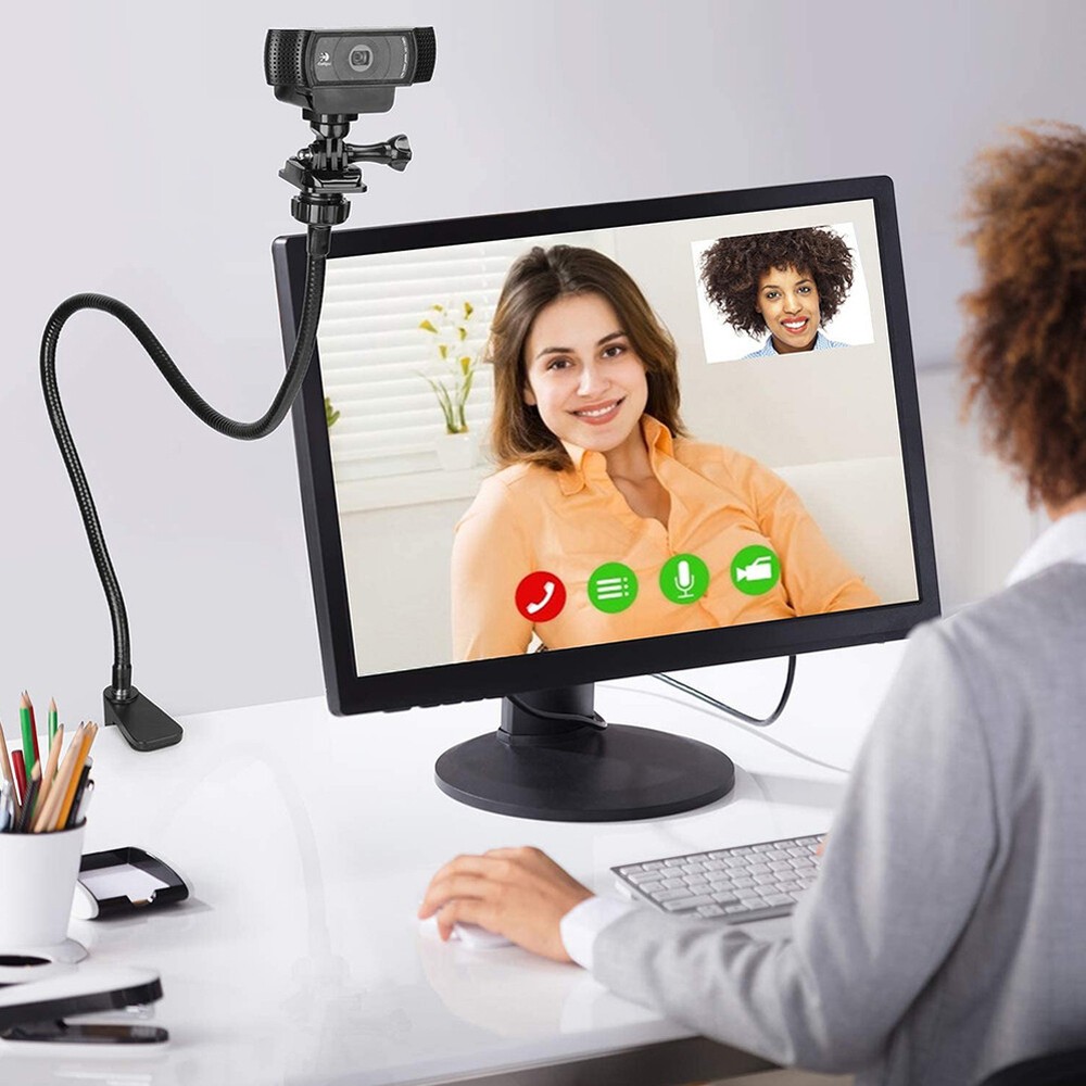Black Flexible Webcam Stand Enhanced Durable Desk Camera Clamp Bracket Holder