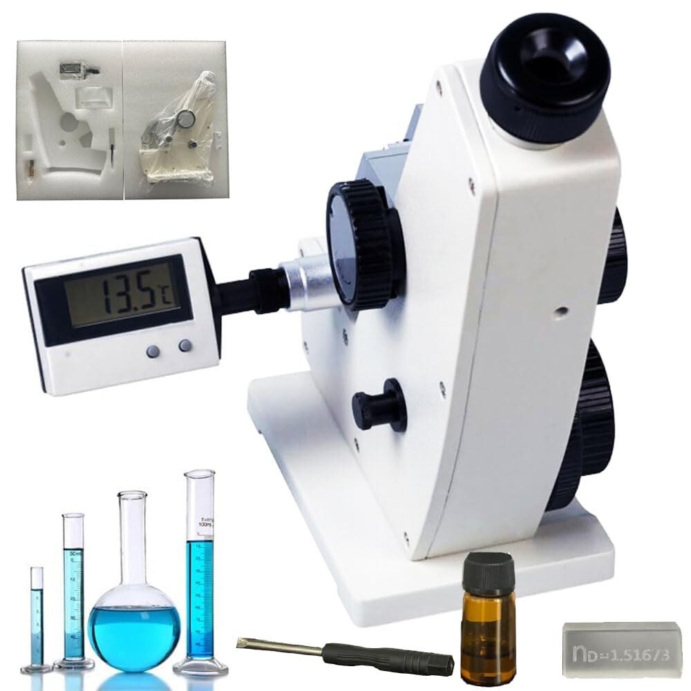 Abbe Refractometer Monocular Refractometer with Range 1.3000-1.7000nD Brix 0-95%