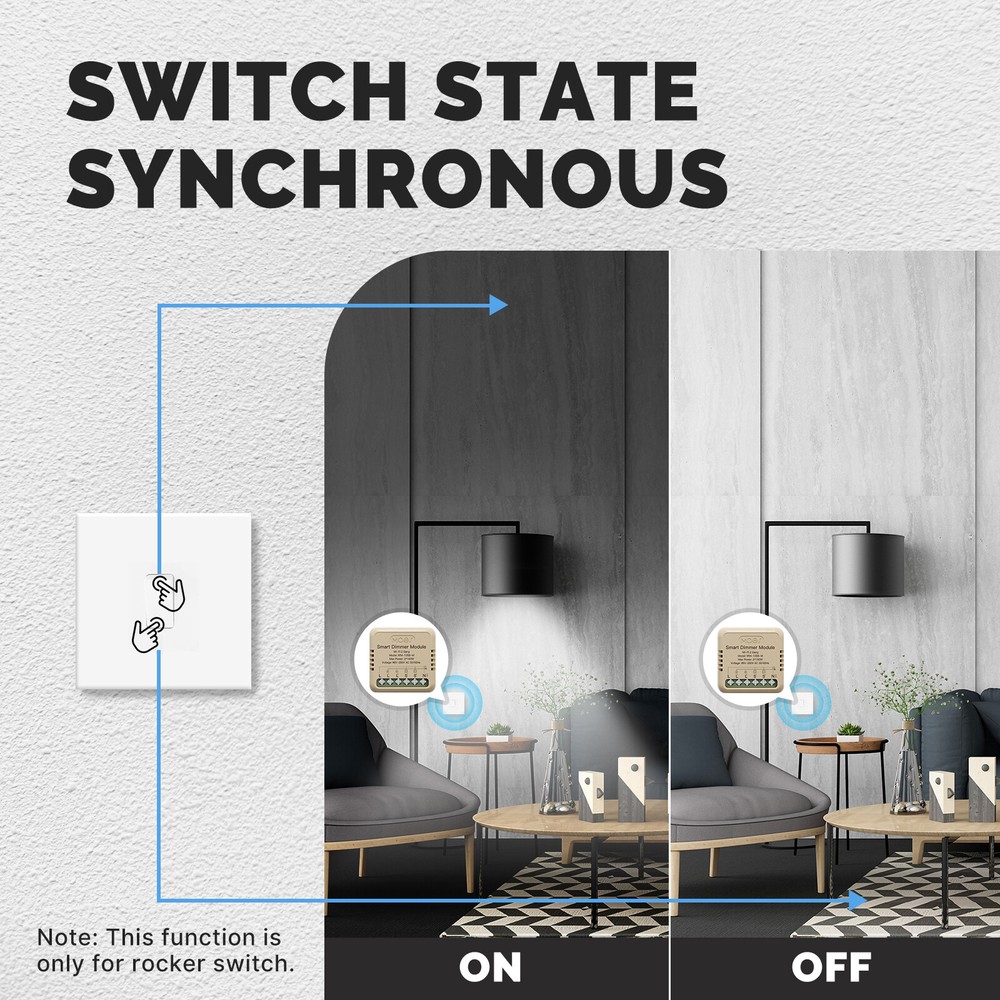 MOES WiFi Mini Smart Wall Light Dimmer Switch Module 3Way Alexa Google APP Timer
