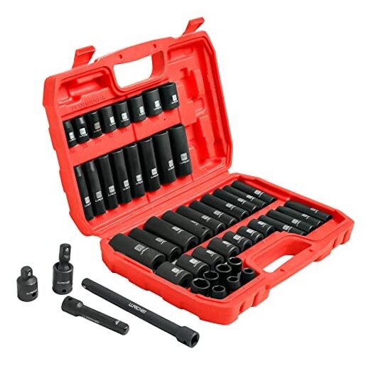 48-Piece 3/8" Drive 6-Point Impact Socket Set SAE and 3/8“ Socket Set