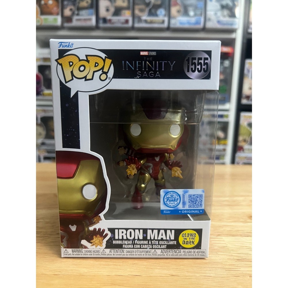 EXCLUSIVE SOLD OUT GLOW Iron Man Funko Pop #1555 Infinity Saga Marvel GITD Dark