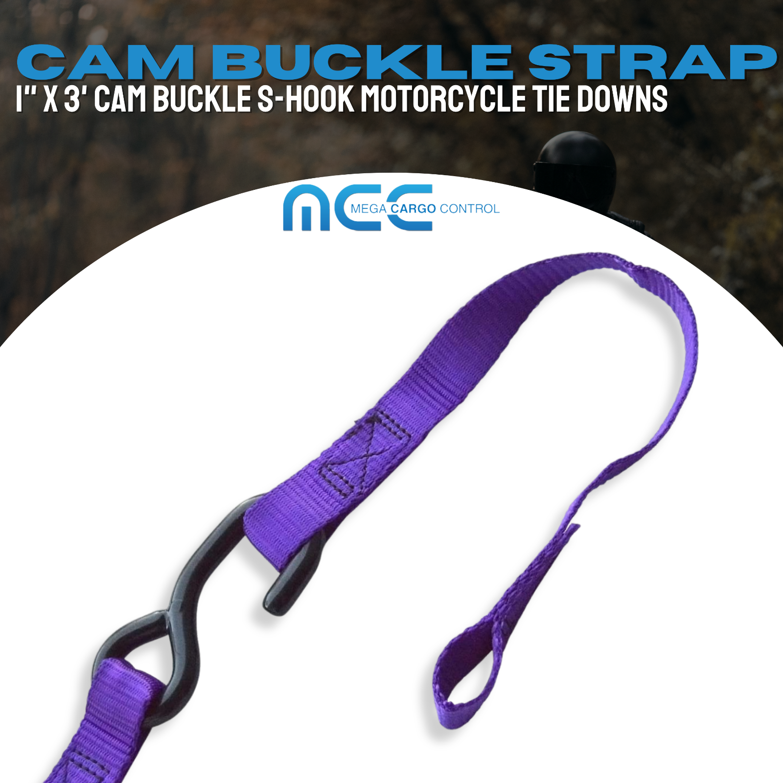 1 x 3 ft Cam Buckle Tie Down Strap with S Hook for Trailers
