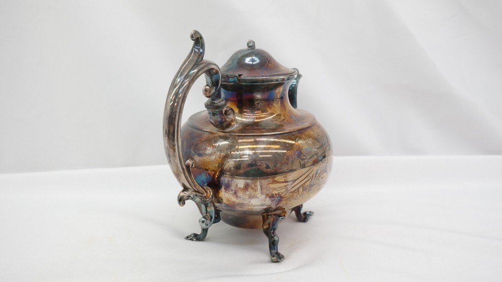 Antique Silver on Copper Footed Teapot S1