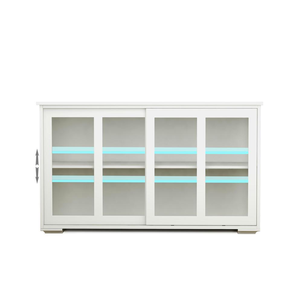 Kitchen Storage Stand Cupboard With Glass Door White