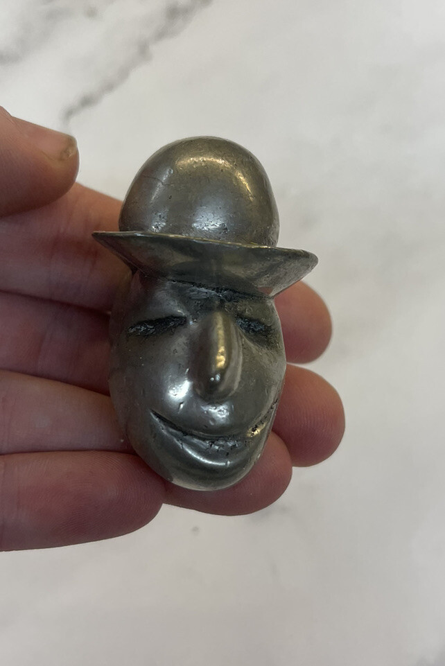 Original Pewter Roux Roux DOOR DRAWER PULL Hat Wearing Man Head
