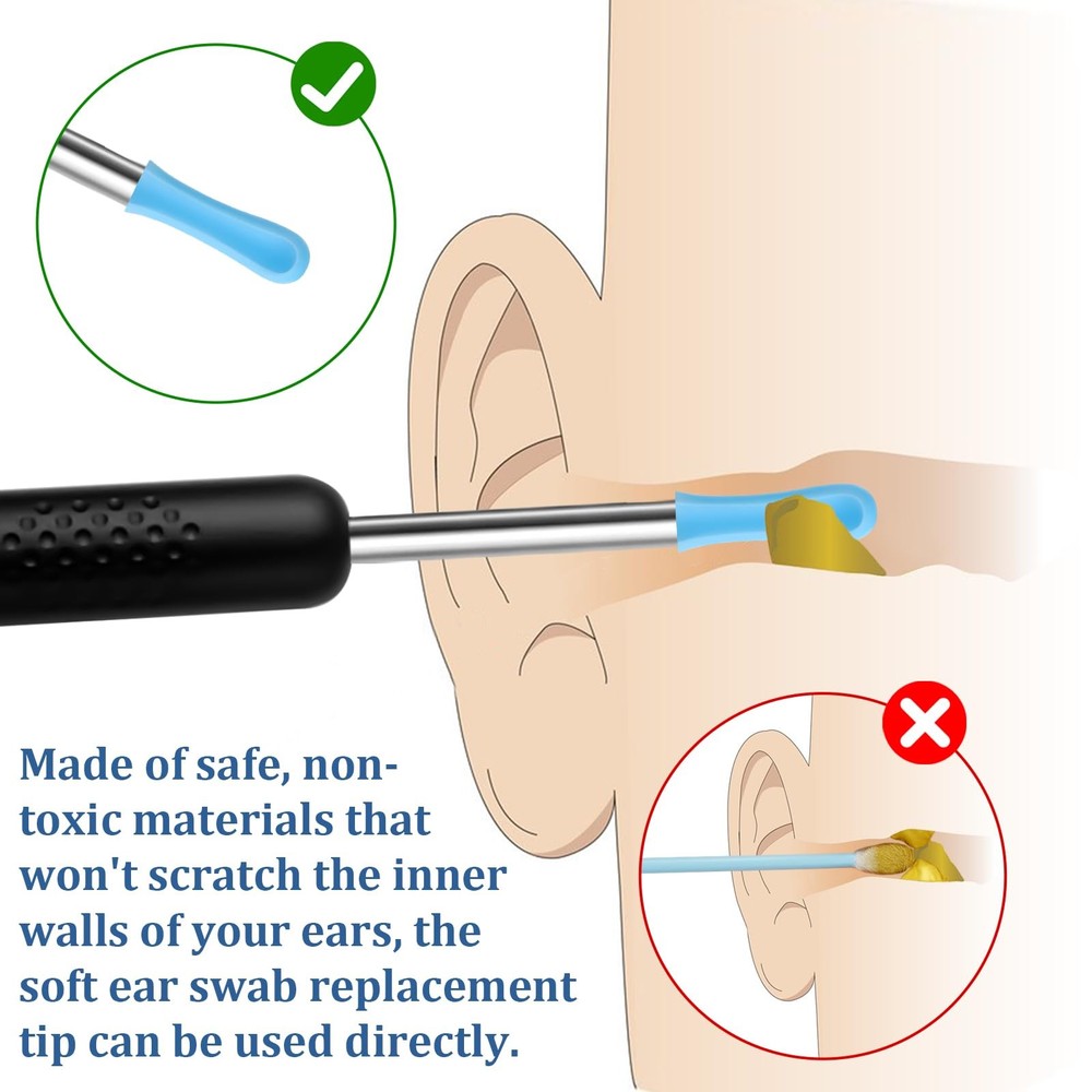 Ear Wax Removal Replacement Tips for Camera 30Pcs Spoon Blue