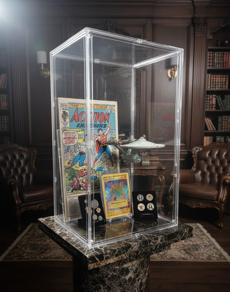 Extra Tall Acrylic Display Case 24” High (12x14x24in) Clear Collectible Showcase