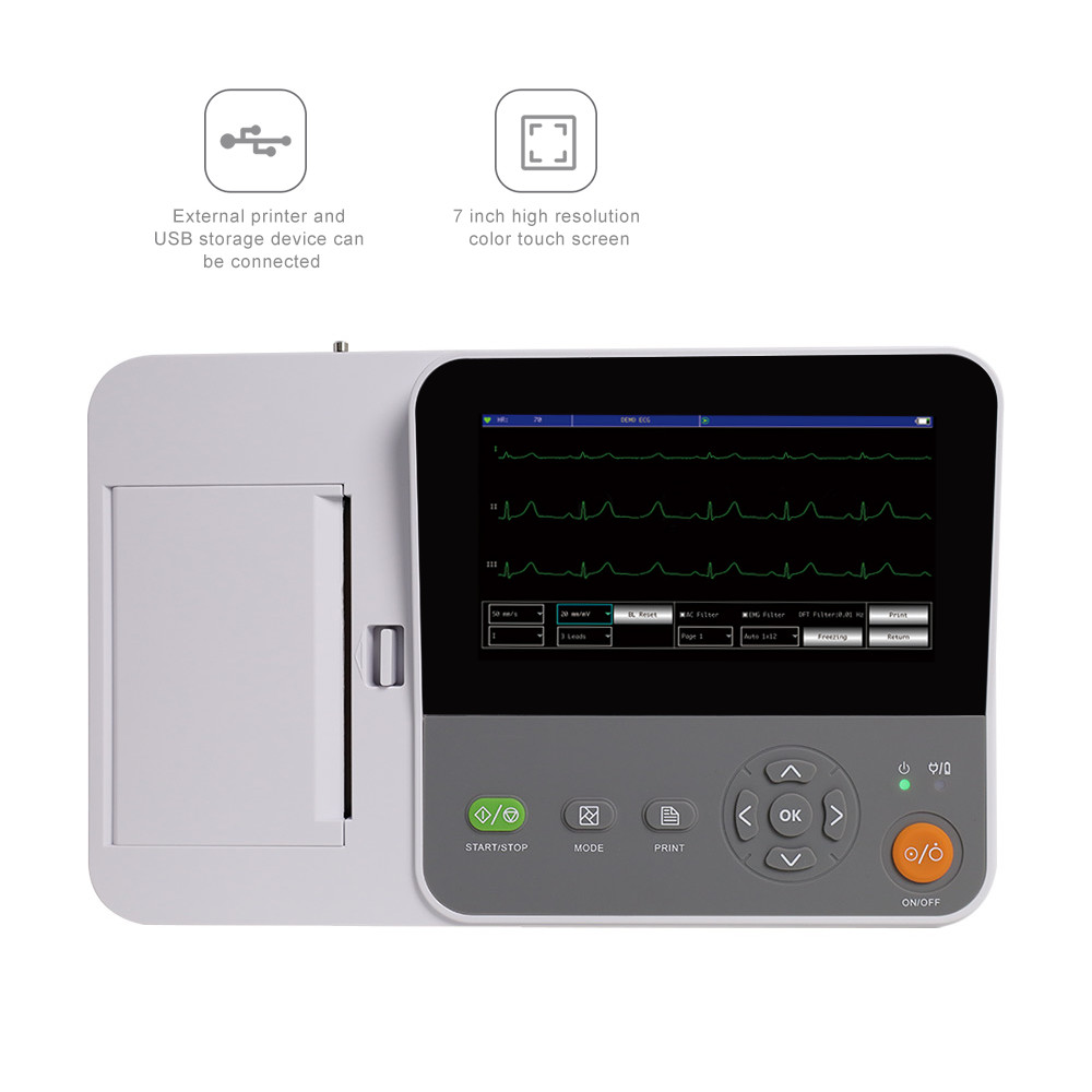 Touchscreen 6-channel 12-Lead ECG EKG Machine Electrocardiograph Interpretation