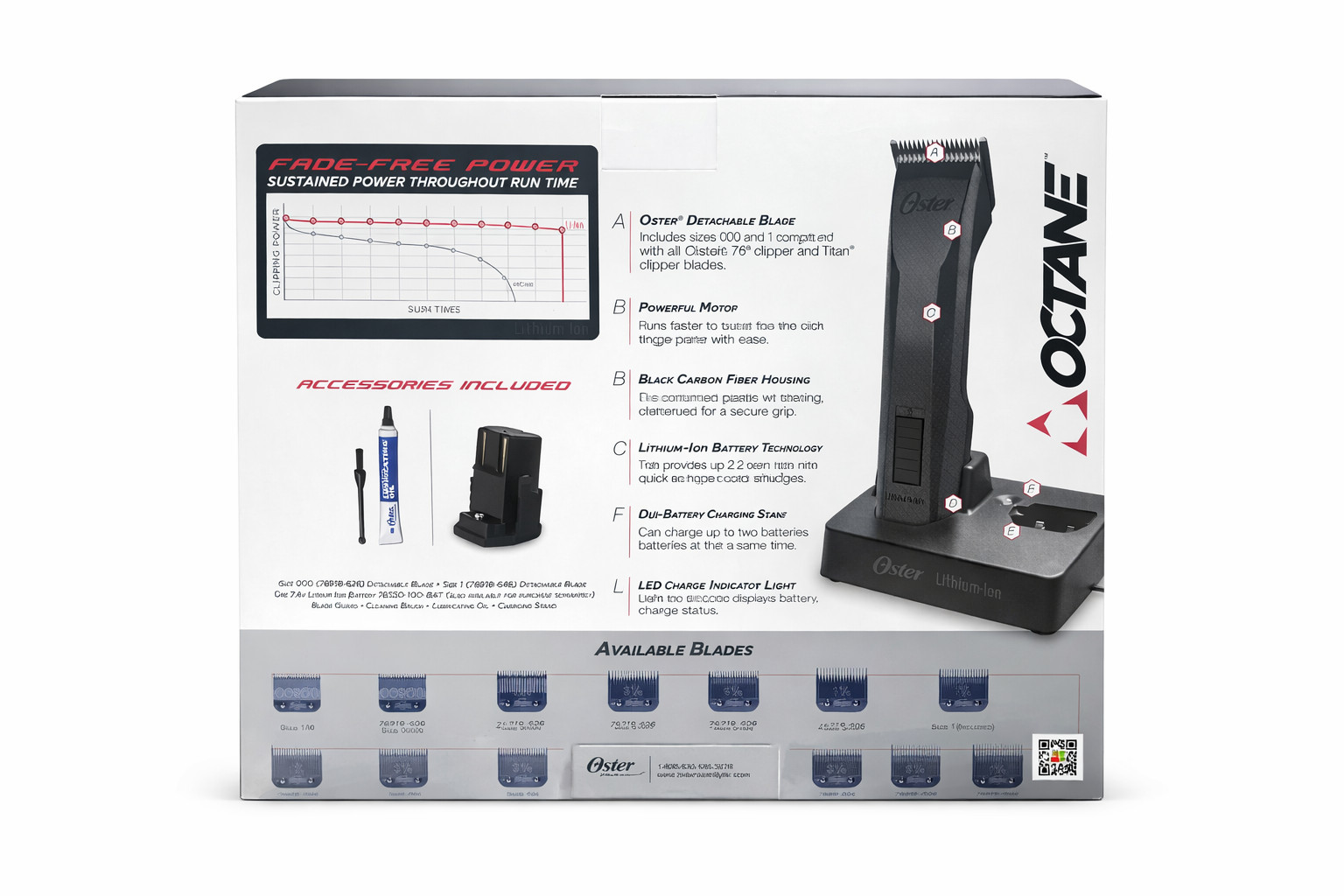 Oster Octane Heavy Duty Cordless Adjustable Clippers, Lithium-Ion, 76550-100