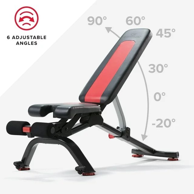 Bowflex 5.1S Stowable 6 Position Adjustable Bench, 552 Dumbbell