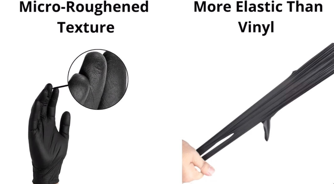 First Glove Black Industrial Disposable Nitrile Gloves 6 Mil Latex & Powder Free