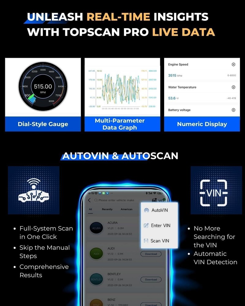 2025 TOPDON Topscan PRO Key Programming Immobilizer Diagnostic Scanner Wireless