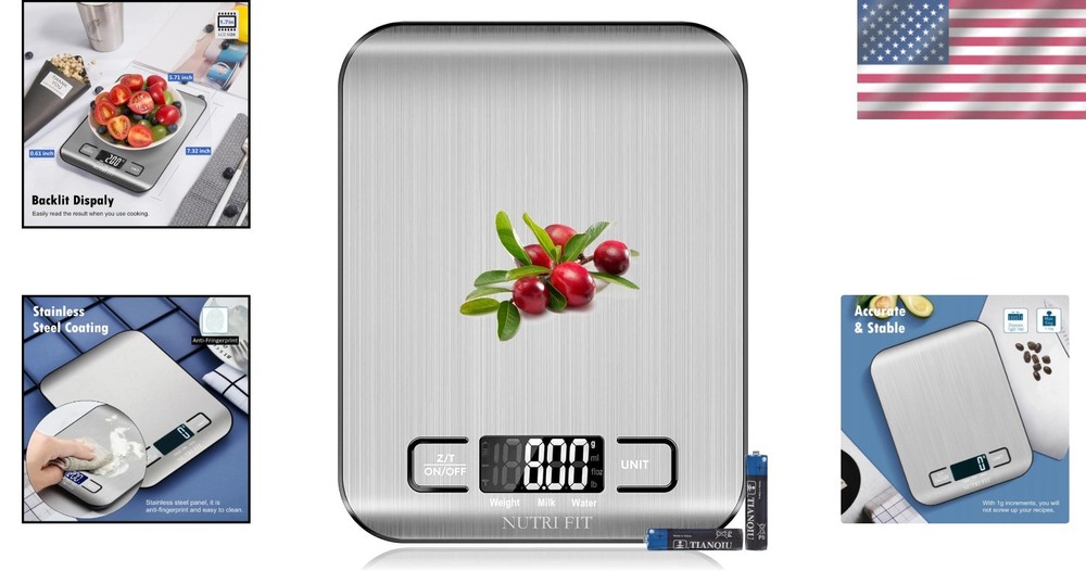 User-Friendly Digital Kitchen Scale – Backlit Display & 1g Accuracy for Cooking