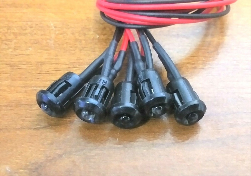 5 Bright BBT 12 volt DC Blue LED 1/4" Mini Snap-In Indicator Lights