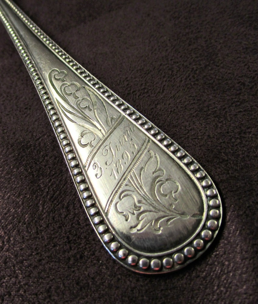 WMF 2 Fabulous Silverplate Serving Spoons Engraved 3 Juni 1895 German Beautiful!