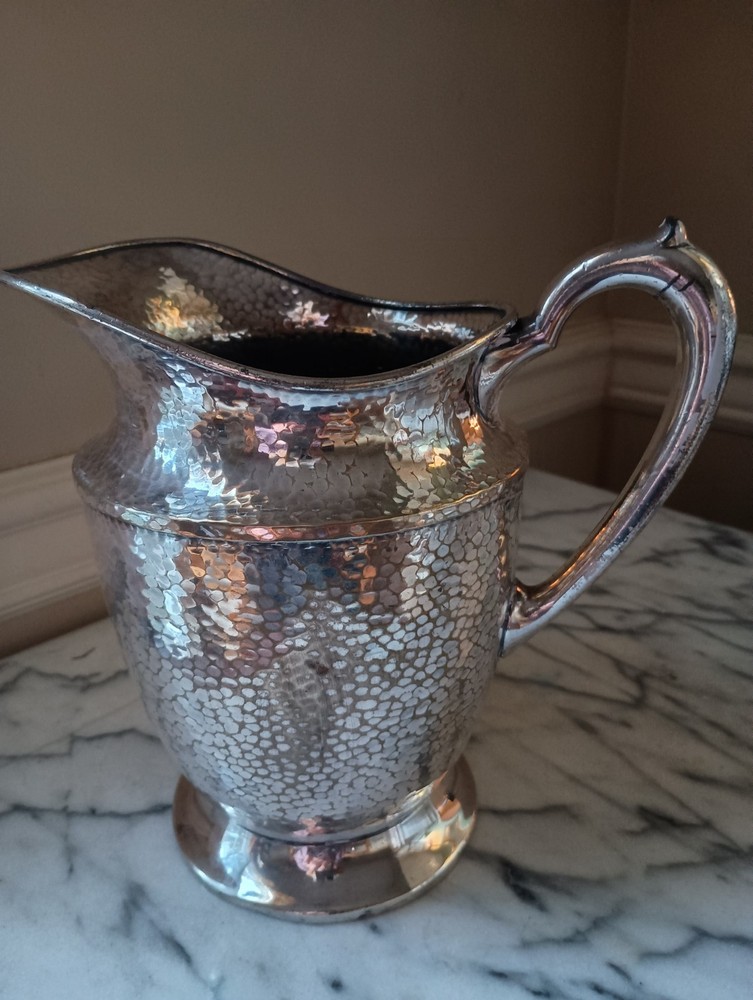 Andover SP Hand Hammered Silver Plate Pitcher, 8", Read