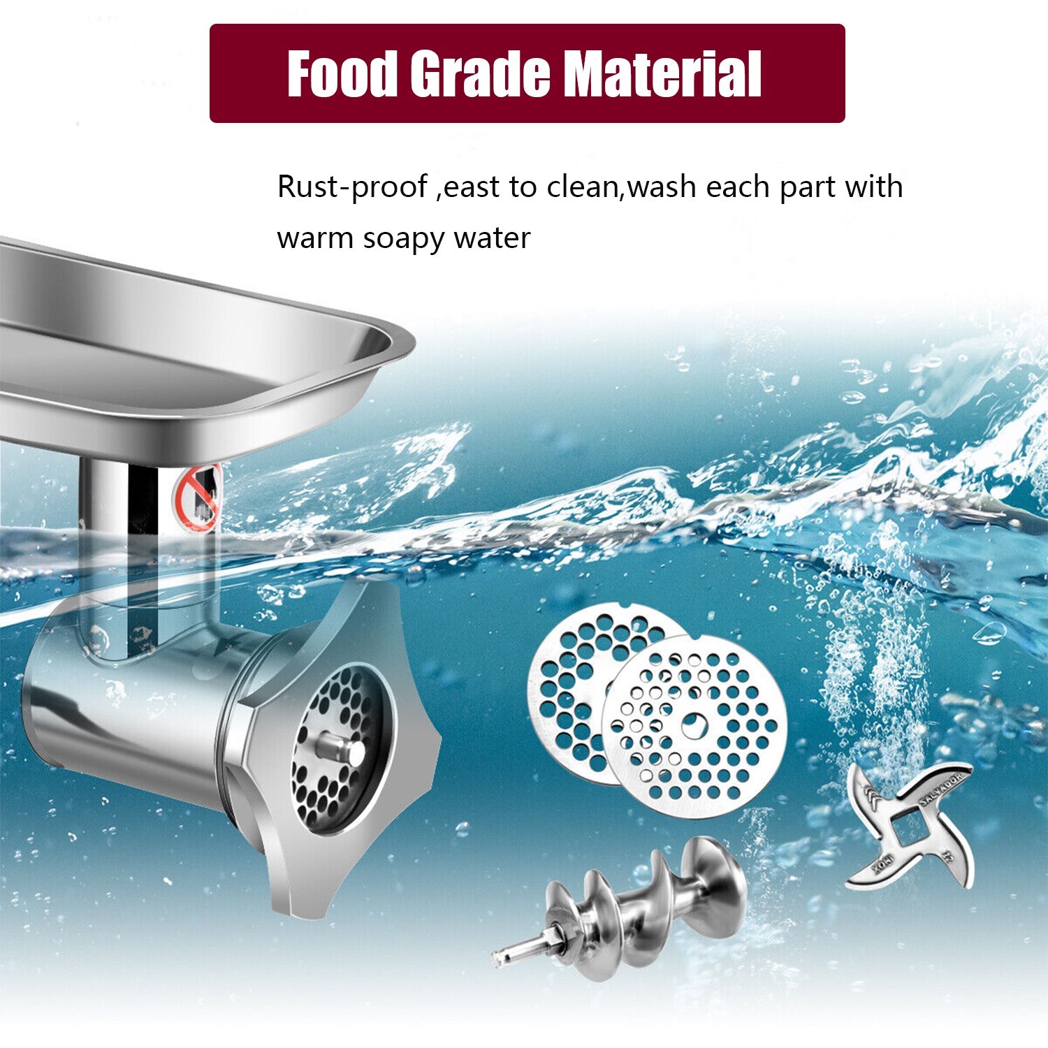 1.5HP Commercial Electric Meat Grinder 1100W Stainless Steel 550lbs/h Heavy Duty