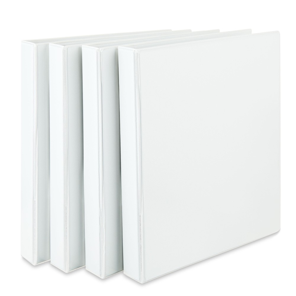 Pen+Gear Durable View 1" D-Ring Binder, White, 4 Count