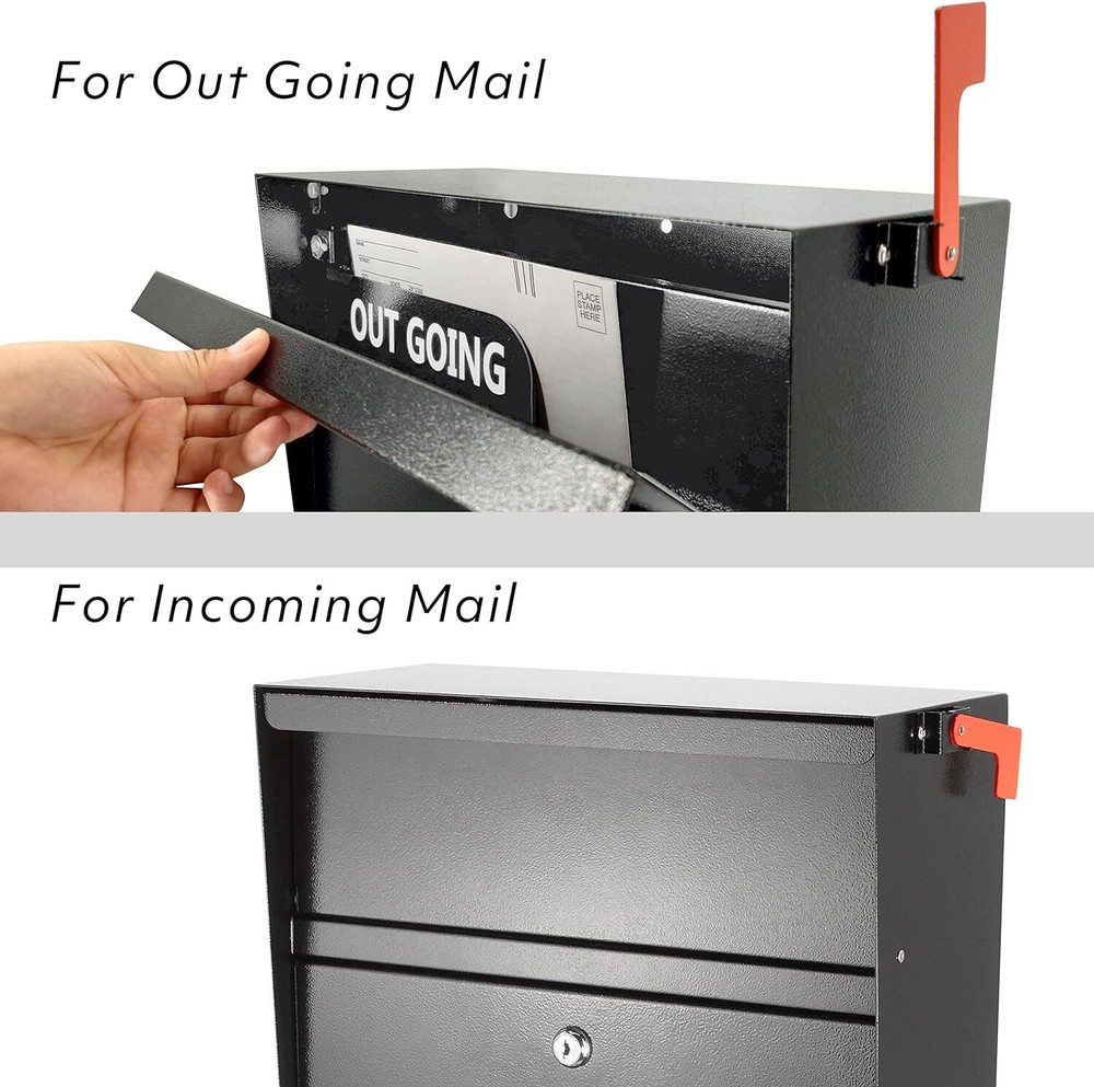 Rainproof Wall Mount Mailbox with Outgoing Mail Flag and Holder - Rainproof