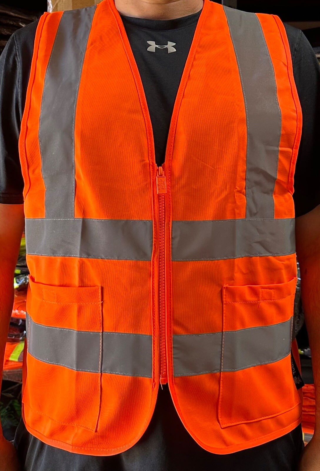 Crew Orange  High Visibility Safety Vest With 2 Pockets