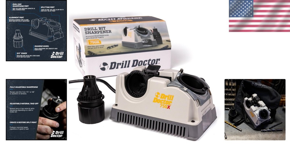 High-Speed Electric Drill Bit Sharpener: Portable Precision for 3/32-3/4" Bits