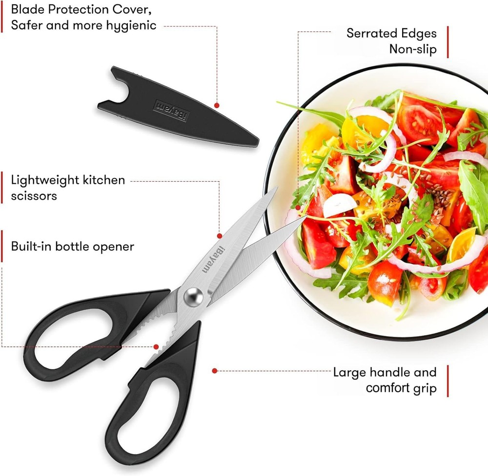 All Purpose Kitchen Scissors, Kitchen Shears with Protective Sheath Durable S...