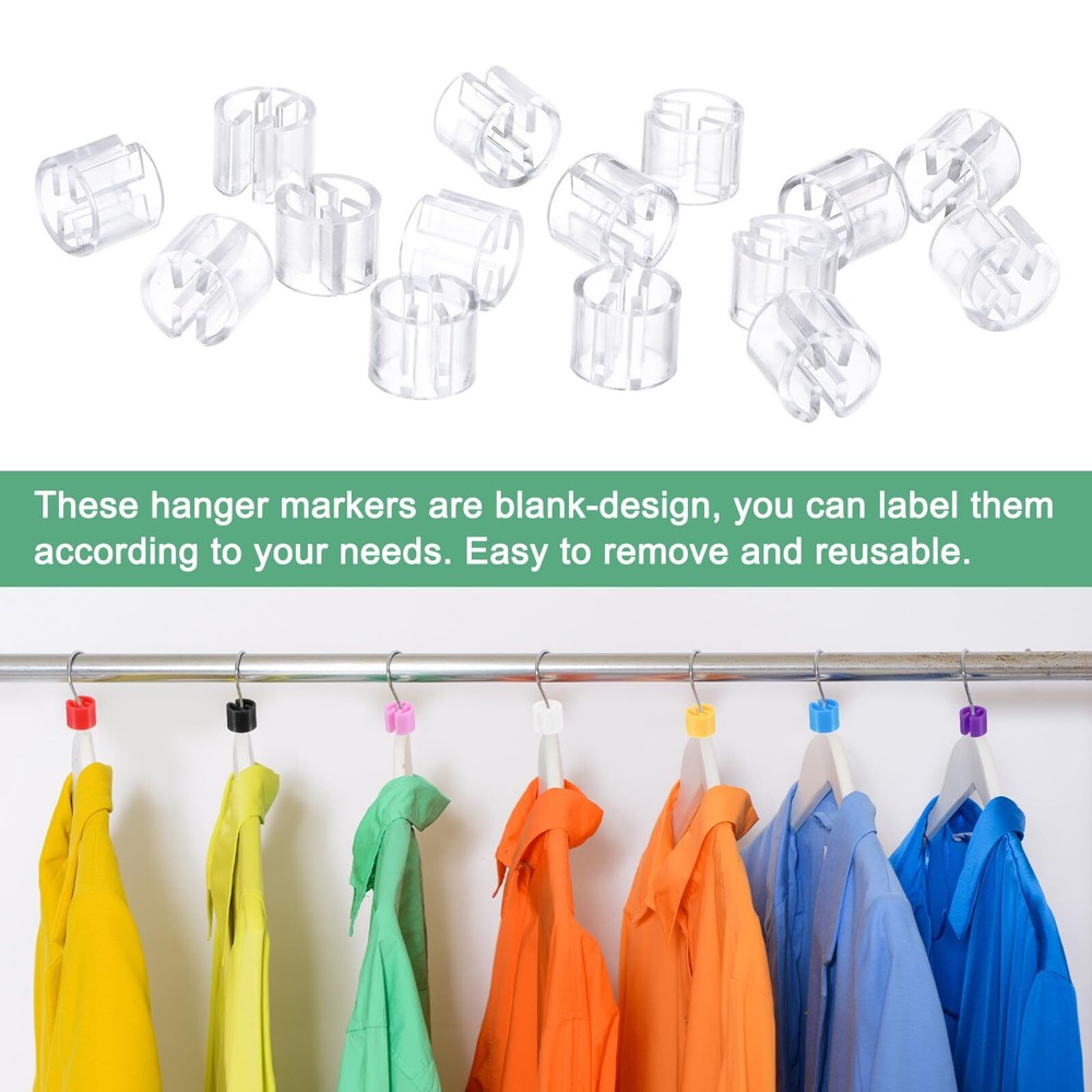 100-Pack Clothes Hanger Markers Blank Plastic Garment Color Coded Size Clips ...