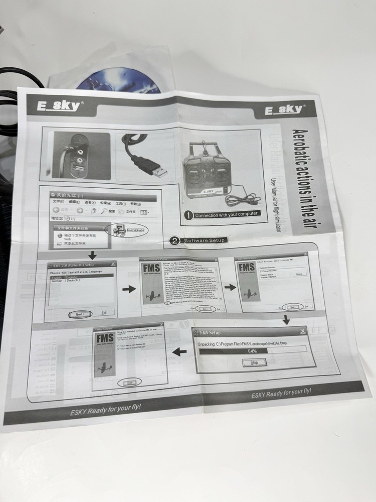 ESKY Hobby Simulator FMS Controller E Sky With CD & Instructions