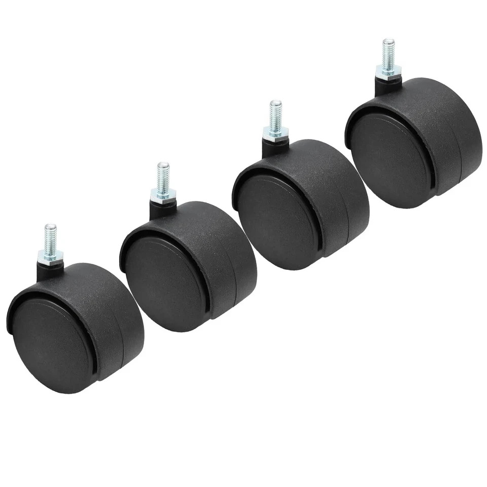 4pcs 2 Inch Swivel Caster Wheels, M6 Threaded Stem Heavy black