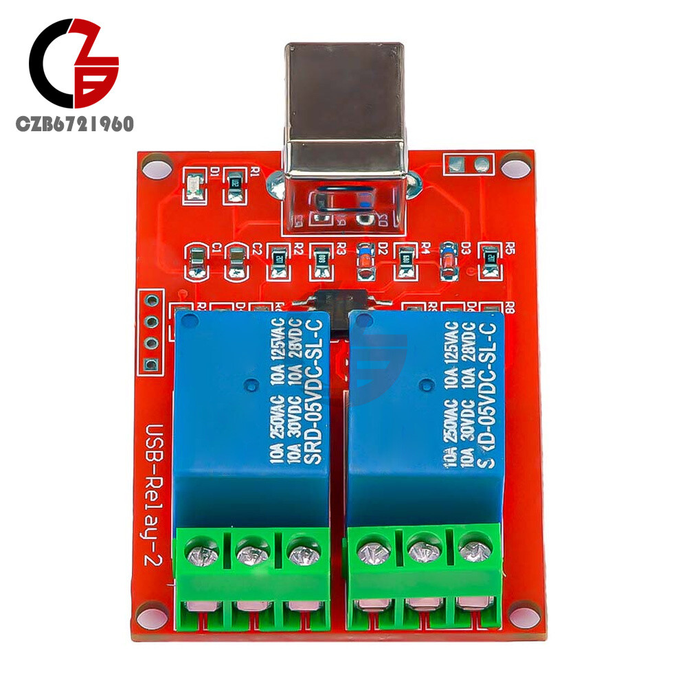 2 Channel USB Relay Module DC 5V Programmable Computer Control For Smart Home
