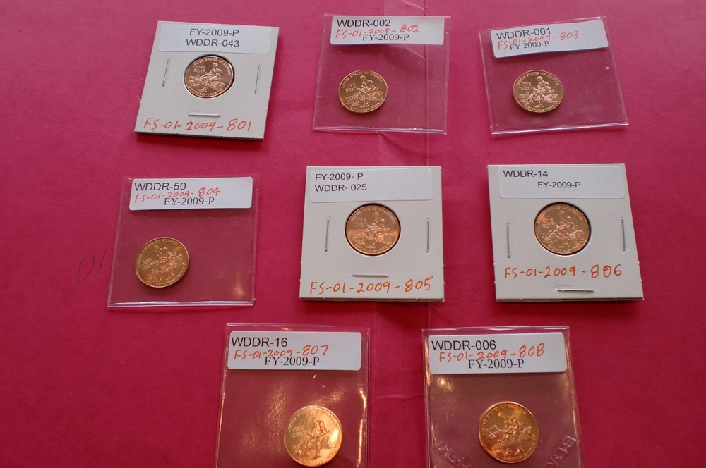 2009p Lincoln cent error All 8 with CPG # ready for grading.