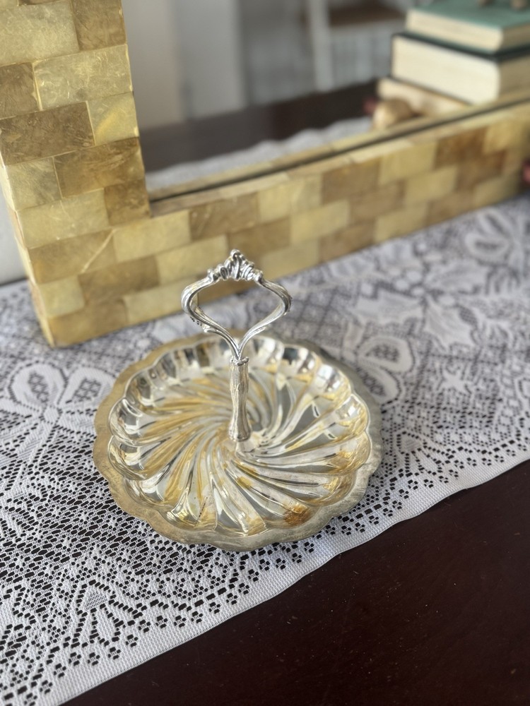 Silver Plated Tray with Ornate Decorative Handle