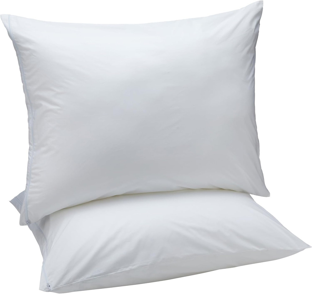 down Alternative Bed Pillows and Pillow Protector Case 2-Piece Set, Medium Densi