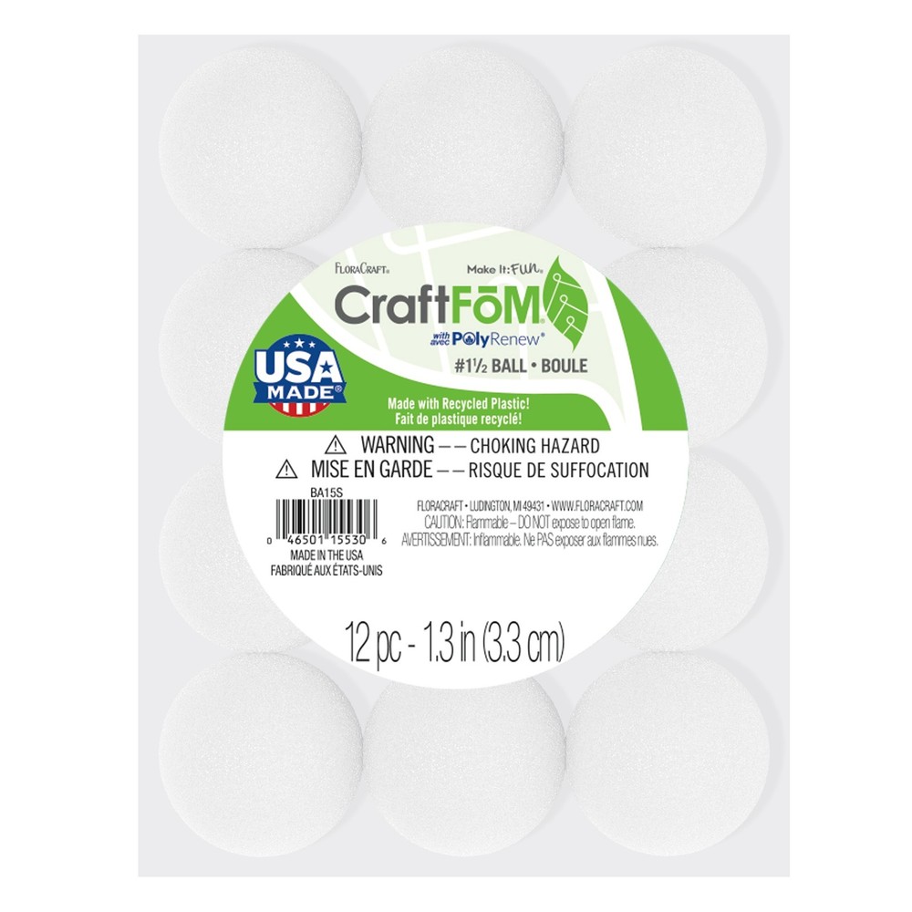 FloraCraft CraftFoM Ball 12/Pkg-1.3"