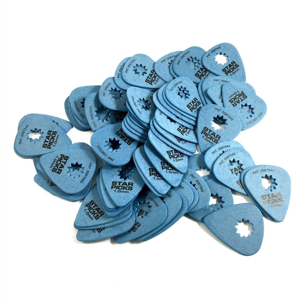Everly Star Guitar Picks 72 Pack 1.00mm Blue