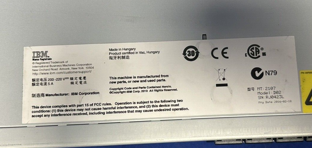 IBM System Storage DS8000 2107-D02 NO PSU's