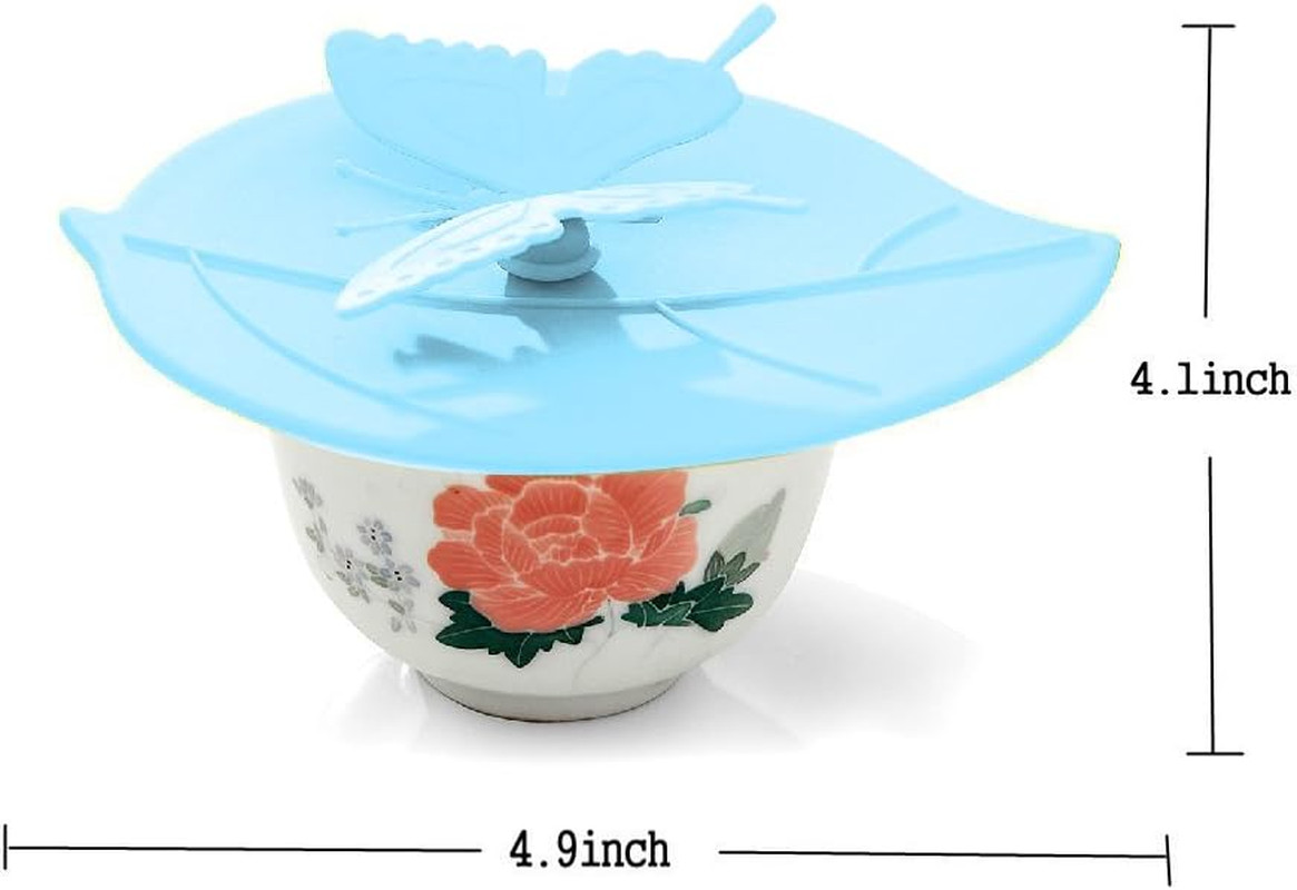 Food Grade Silicone Cup Lids, IPHOX Creative Butterfly Mug Cover [Set of 6]