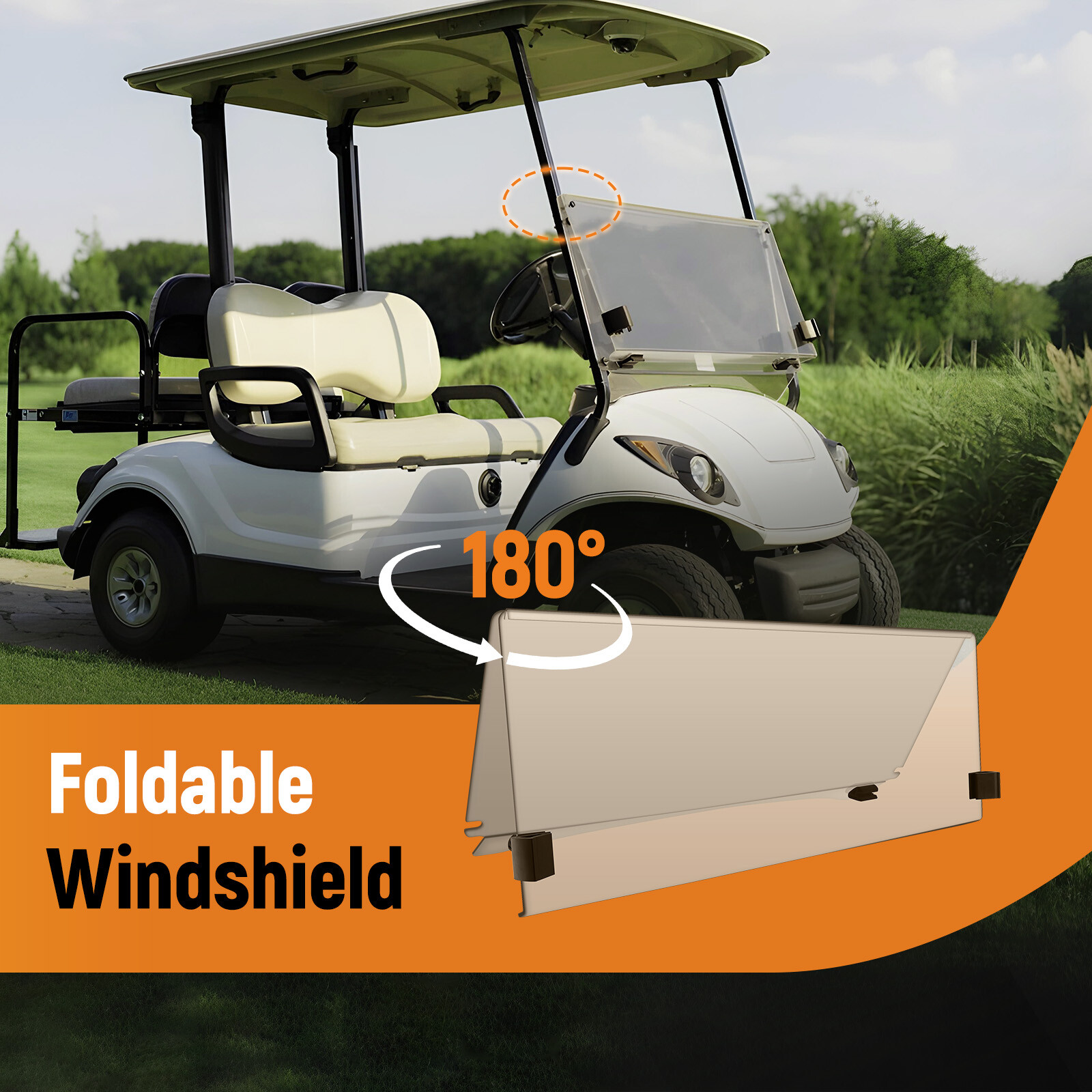 Fold Down Windshield Tinted Windscreen For Club Car Precedent 2004-UP Golf Cart