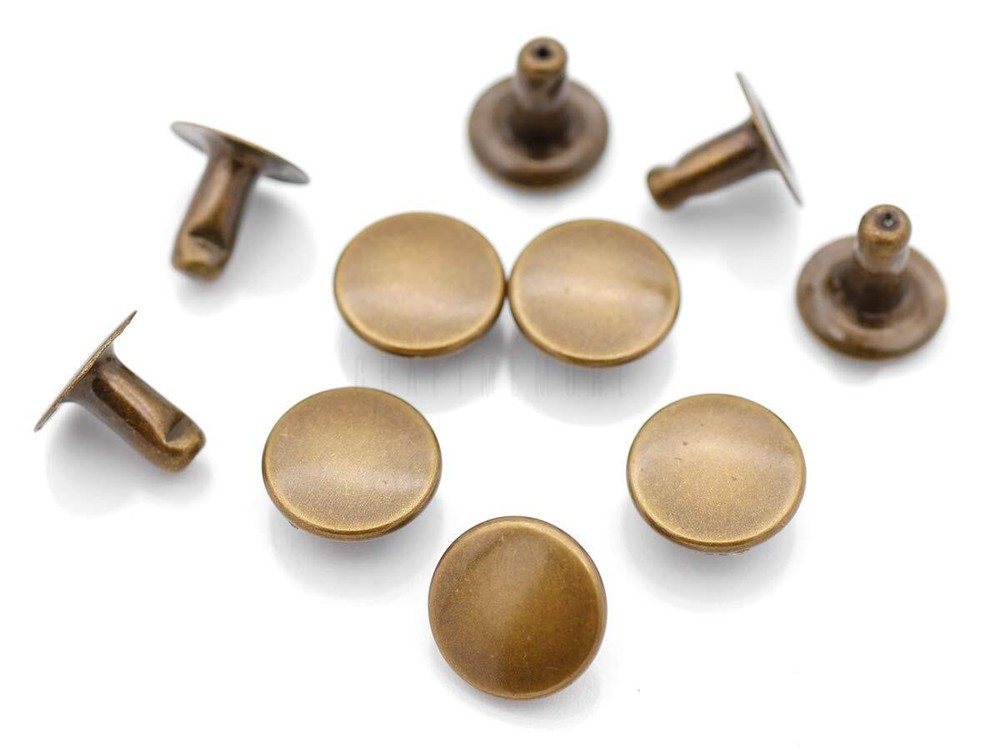 Flat Rivets Metal Single Cap Rivets Stud Round Cap Leather Craft Rivet Fasten...