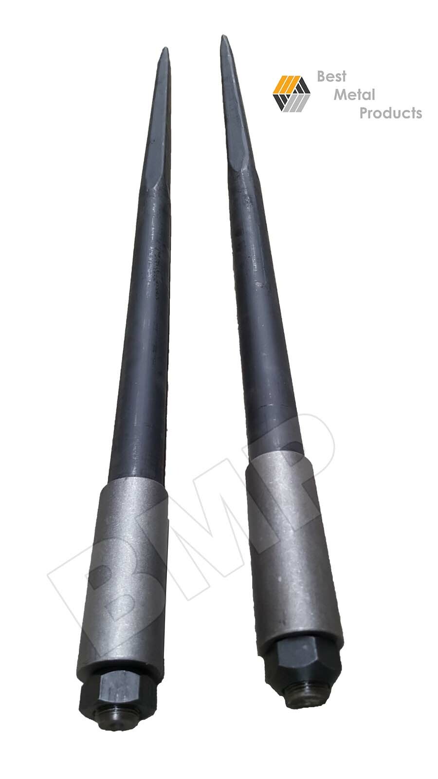 Set of 2 Bale Spikes / Spear / Hay Tines with Nut and Sleeve 43" 0800110-2