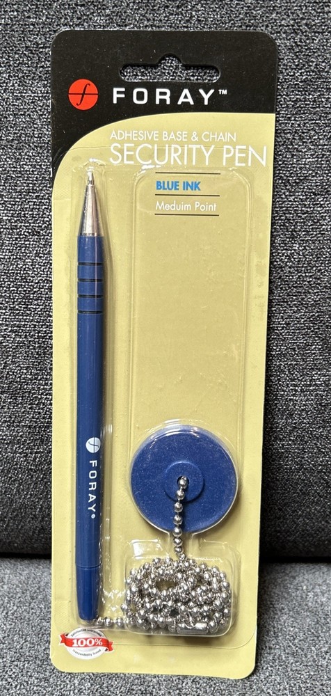 Foray - Pen - Security Counter Pen, Medium Point, Blue Ink - Security 12 Count
