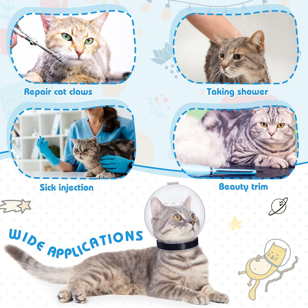 8 Pcs Cat Muzzle Set with Adjustable Cat Bathing Bag Breathable Clear Muzzle Pet