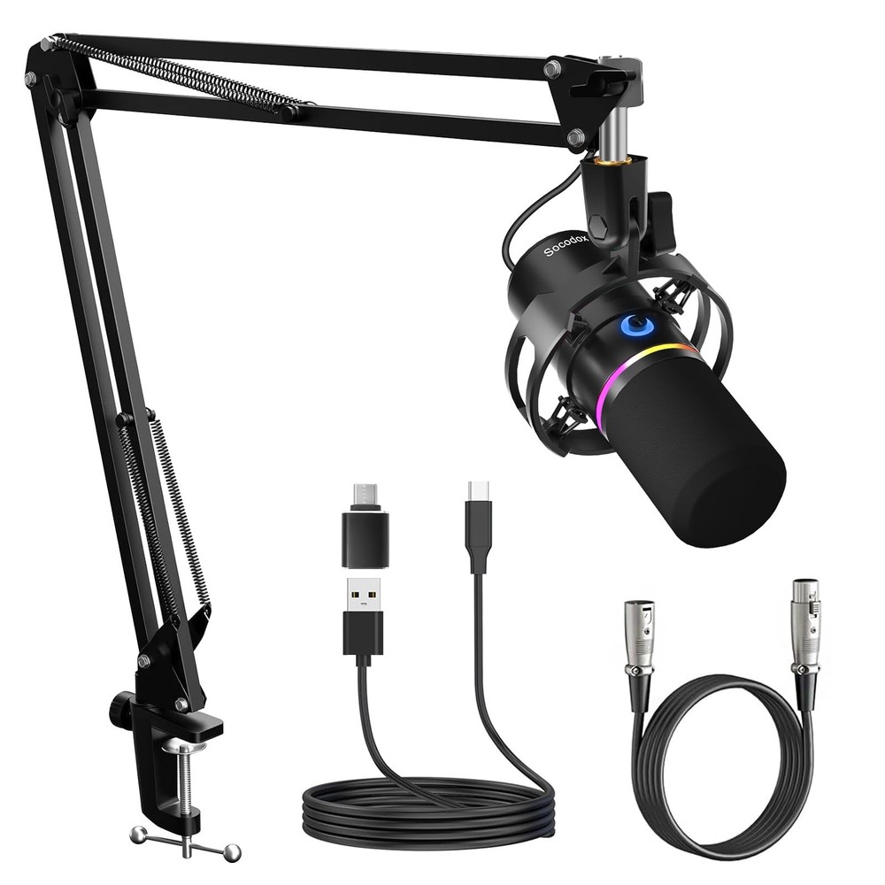 XLR/USB Dynamic Microphone Kit,Podcast Microphone with Boom Arm for Streaming...